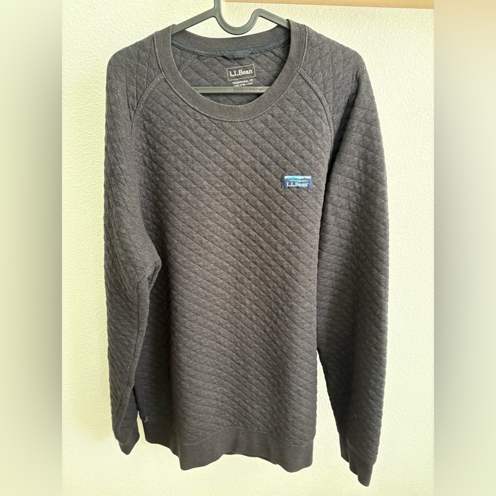 L.L. Bean Quilted Sweatshirt - Gray, Medium Tall